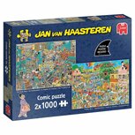Jumbo Jan Van Haasteren Puzzel De Muziekwinkel &amp; Vakantiekriebels 2x1000 Stukjes + Poster