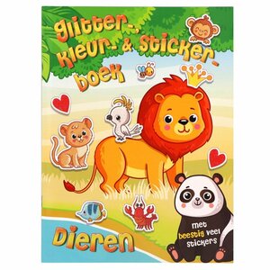 Glitter Kleur en Stickerboek Dieren