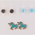 Happy Love Earring Set Blue Horses Set 6-delig_